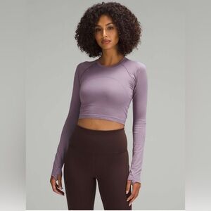 Lululemon Swiftly Tech Cropped Long Sleeve Shirt 2.0 Purple size 4